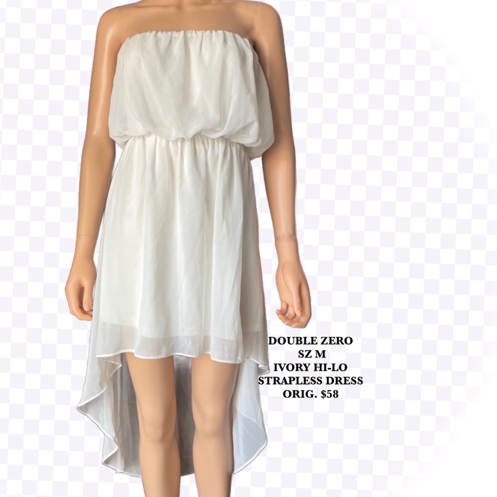 DOUBLE ZERO  IVORY  STRAPLESS  HI-LO DRESS  SZM ORIG. $58